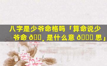 八字是少爷命格吗「算命说少爷命 🌸 是什么意 🐈 思」